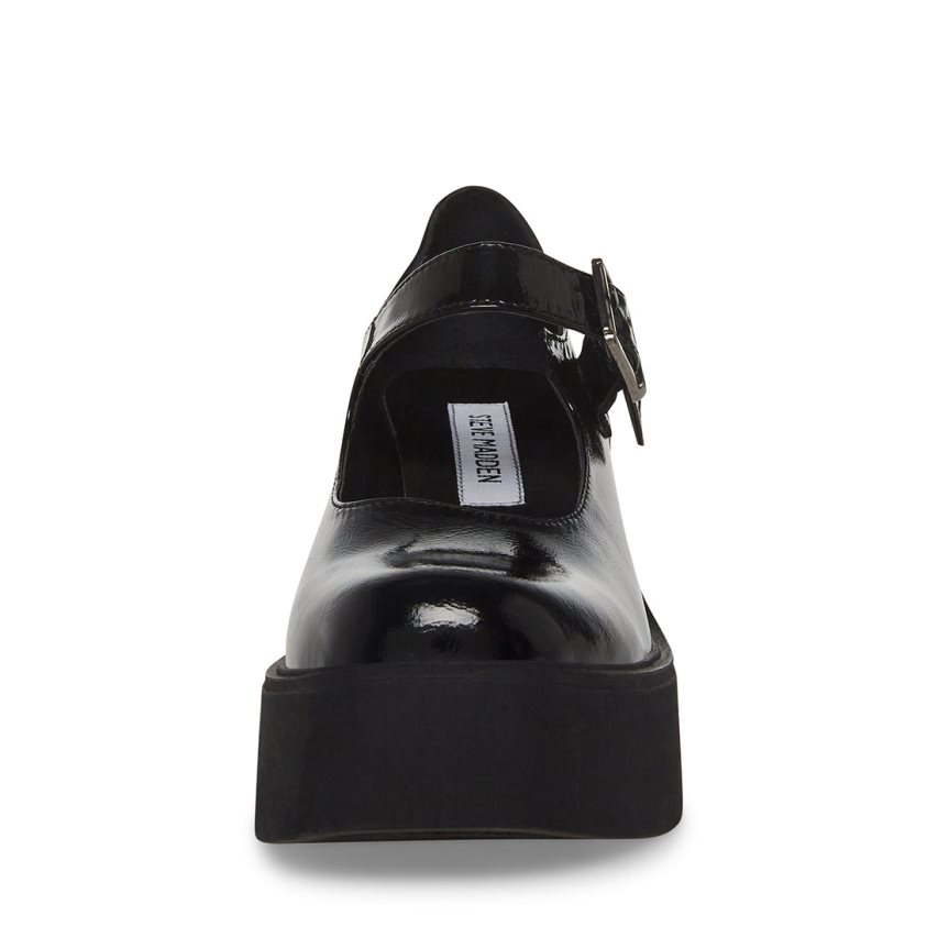 Black Steve Madden Trish Patent Women's Platform Shoes | PH 6037CLW